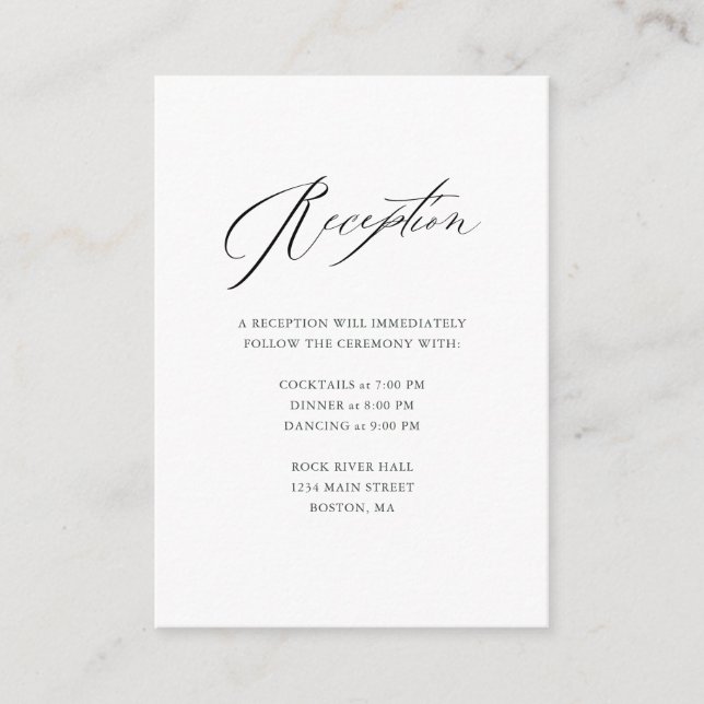 Elegant Svart Vit Modern Skrift Bröllop Tilläggskort (Framsida)