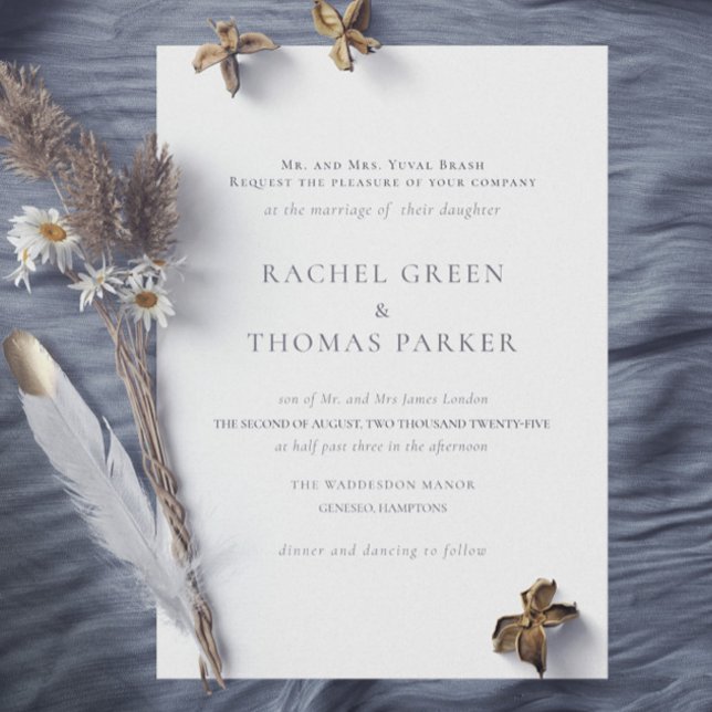 Elegant svart & vit monogram bröllop  inbjudningar (Elegant Black & White Formal Monogram Wedding Invitation)