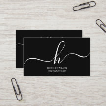Elegant svart-vit monogram initial skriptnamn