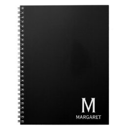 Elegant svart &vit monogramnamn  anteckningsbok