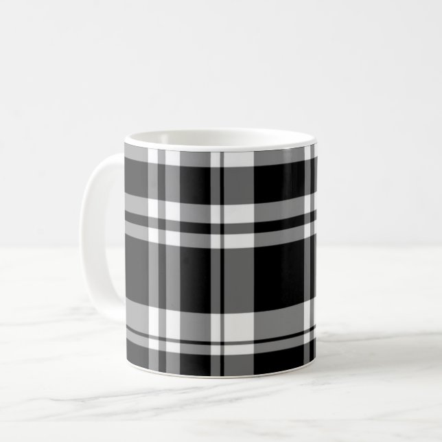Elegant, svart vit mönster kaffemugg (Framsida vänster)