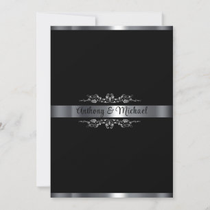 Elegant svart, vit och silver inbjudningar