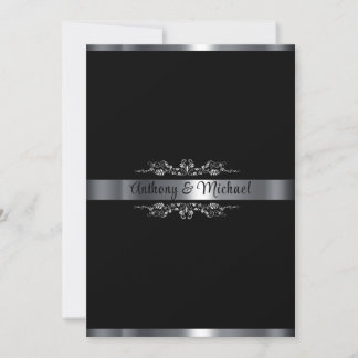 Elegant svart, vit och silver inbjudningar