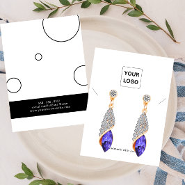 Elegant svart-vit örhänge halsband visningskort visitkort