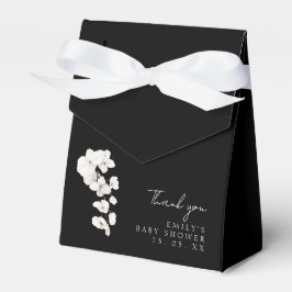 Elegant svart vit orkidé baby shower present presentaskar