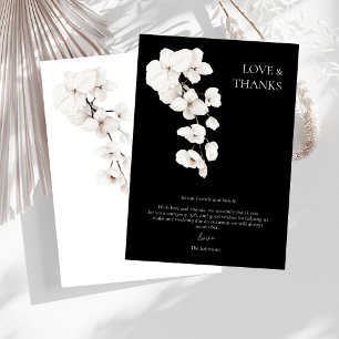 Elegant svart vit orkidé blomsterbröllop tack kort