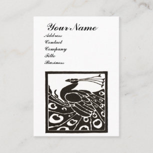 ELEGANT SVART VIT PAON MONOGRAM VISITKORT