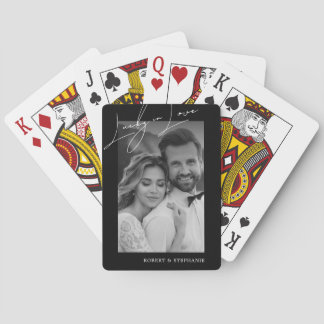Elegant svart-vit par fotodäck casinokort