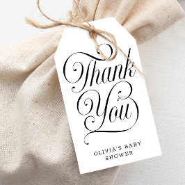 Elegant svart-vit present vid bebisfest presentetikett