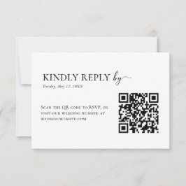 Elegant svart & vit QR-kod bröllop OSA Kort