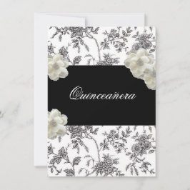 Elegant svart & vit Quinceanera-inbjudan Inbjudningar