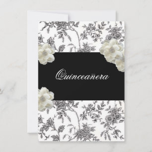 Elegant svart & vit Quinceanera-inbjudan Inbjudningar