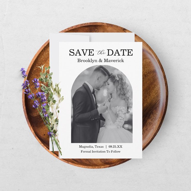 Elegant svart & vit Save The Date-foto Spara Datumet (Skapare uppladdad)