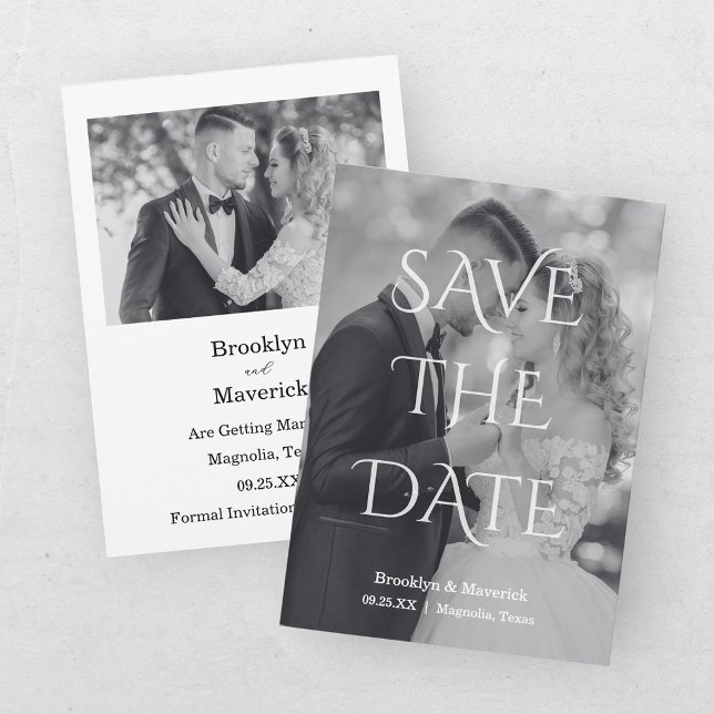 Elegant svart & vit Save The Date-foto Spara Datumet (Skapare uppladdad)