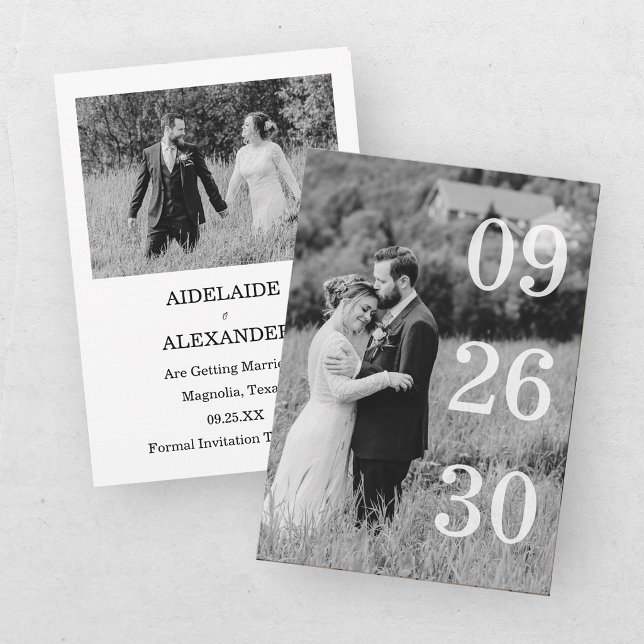 Elegant svart & vit Save The Date-foto Spara Datumet (Skapare uppladdad)