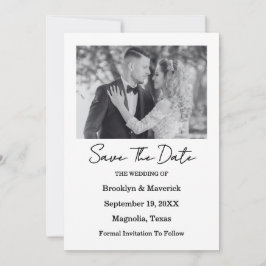 Elegant svart & vit Save The Date fotokort Inbjudningar