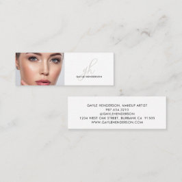 Elegant svart vit script foto sminkartist mini visitkort