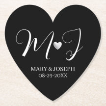 Elegant svart-vit specialdesignad vigselmonogram