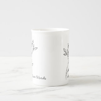 Elegant svart-vit specialtext i enkel stil benporslin mugg