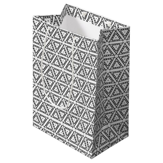 Elegant svart vit triangulär geometrisk mönster (Framsidan Vinklad)