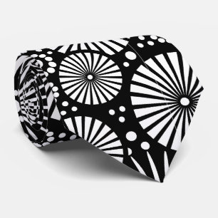 Elegant Svart Vitt Geometriska Blommor Stjärnexplo Slips