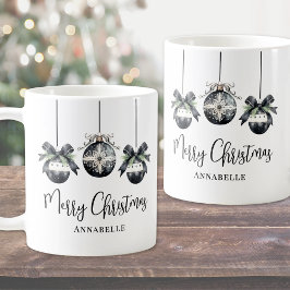 Elegant Svart Vitt Jul Kaffemugg