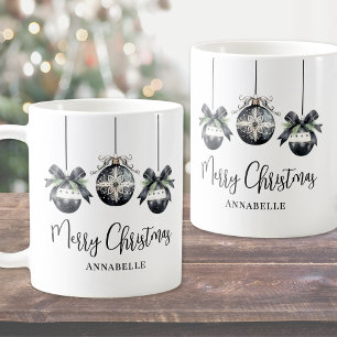 Elegant Svart Vitt Jul Kaffemugg