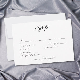 Elegant Svart Vitt Minimalistiskt Bröllop OSA Kort