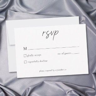 Elegant Svart Vitt Minimalistiskt Bröllop OSA Kort