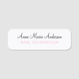 Elegant Svart Vitt och Rosa Professionellt Namn  Namnbricka