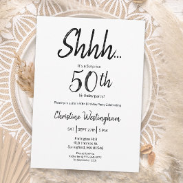 Elegant Svart Vitt Överraskning 50-årsfirande Inbjudningar