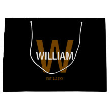 Elegant Svart & Vitt Personligt Namn Monogram