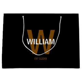 Elegant Svart & Vitt Personligt Namn Monogram