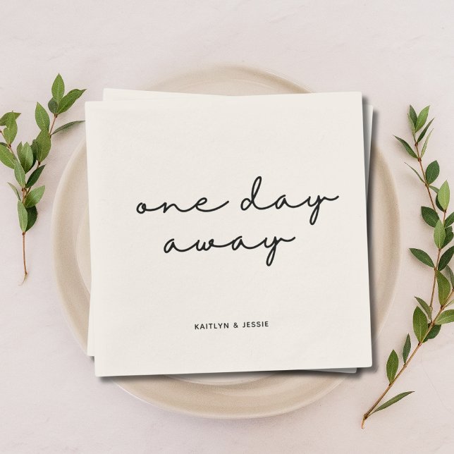 Elegant Svarta Anpassningsbarnas repetitionsmiddag Pappersservett (Elegant Black Custom Rehearsal Dinner One Day Away Napkins
)