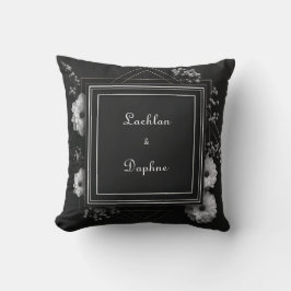 Elegant Svarta Blommigten Ram Vita Daisyn Bröllop Kudde