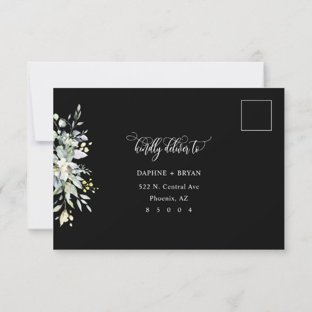 Elegant Svarta Gröna Blad Svar Adress Stödjeplatta (Baksida)