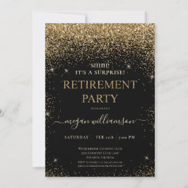 Elegant, Svarta Guld, Glitter, Pension, Party Inbjudningar