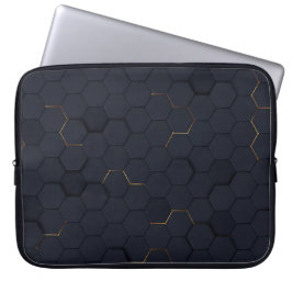 Elegant Svarta-Guld Hexagonal Mönster Laptop sleev Laptop Fodral