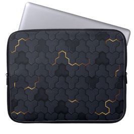 Elegant Svarta-Guld Hexagonal Mönster Laptop sleev Laptop Fodral