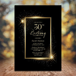 Elegant Svarta havet och Guld 30års födelsedag Par Inbjudningar