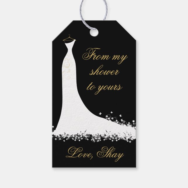 Elegant Svarta havet och Guld Bröllop Gown Möhippa Presentetikett (Framsidan)