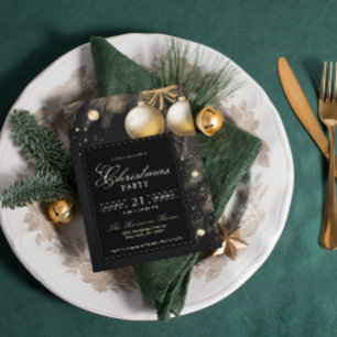 Elegant Svarta havet och Guld jul Kväll Party Inbjudningar
