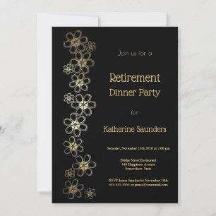 Elegant Svarta havet och Guld Pension, Party Inbjudningar
