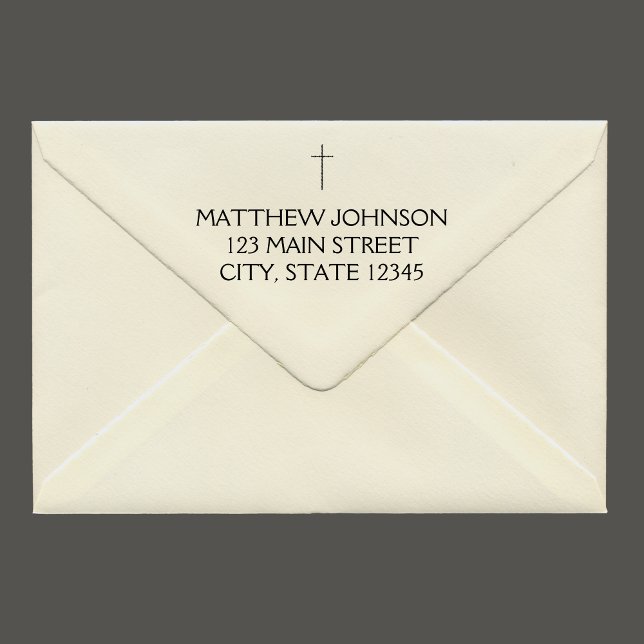 Elegant Svarta Kor Namn Adress Stämpel (Elegant Black Cross Name Address Rubber Stamp)