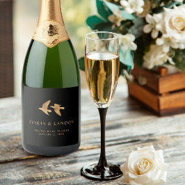 Elegant Svarta och Guld Fåglar i Feather Bröllop
