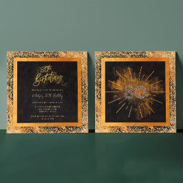 Elegant Svarta och Guld Glitter 80:e Födelsedagsfe Inbjudningar