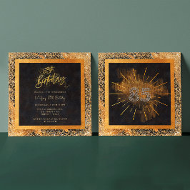 Elegant Svarta och Guld Glitter 85:e Födelsedagsfe Inbjudningar