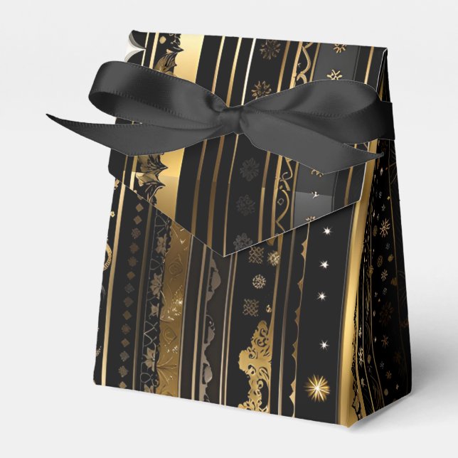 Elegant Svarta och Guld Lodrät stripe Tält Presentaskar (Framsidan Sidan)