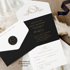 Elegant Svarta och Guld Monogram Bröllop med OSA