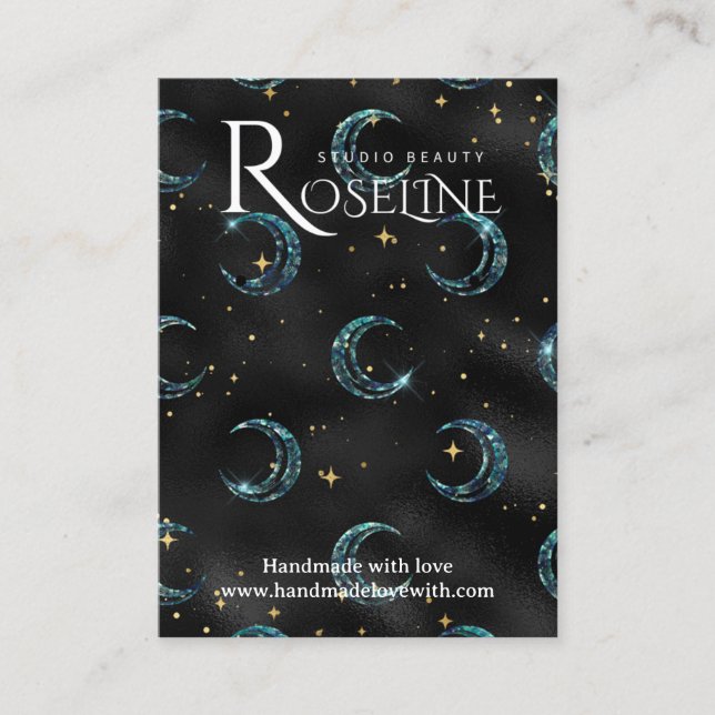 Elegant Svarta och guld Sol måne-visning Visitkort (Framsida)